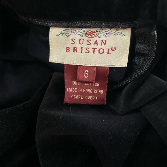 🆕 DEAD STOCK! VINTAGE SUSAN BRISTOL Black Velvet Embroidered Maxi Skirt 6 - Picture 3 of 9